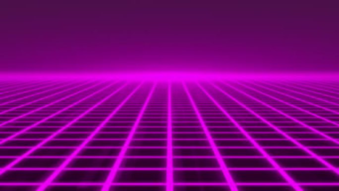 粉色像素化动画发光亮度激光背景，抽象技术水平线紫光发光，银河几何互联网80年代风格海报动画。