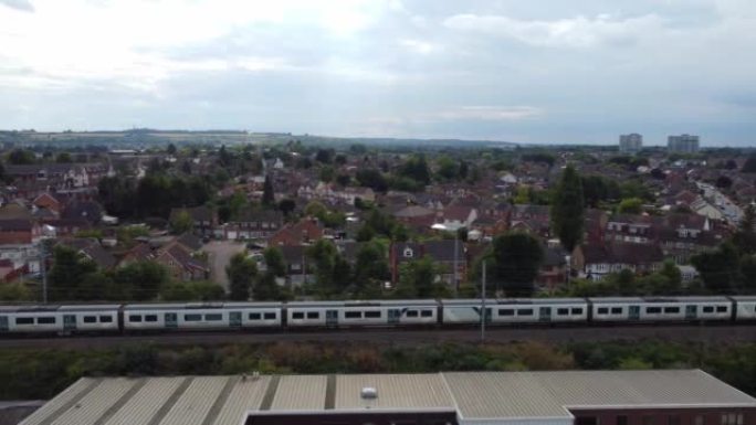 High Angle Footage of Train on Track at Leagrave L