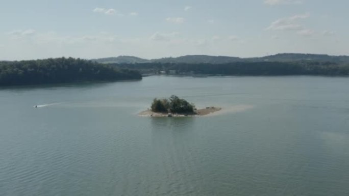 Aerial view of boats sailing along the lake, Tenne