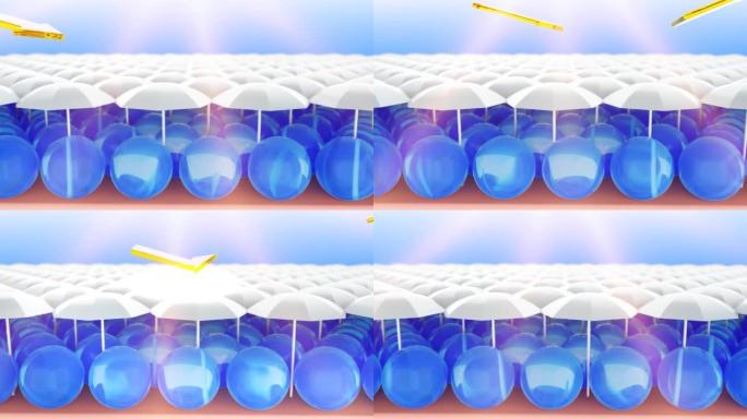 3d动画，护肤防紫外线，紫外线防护反射。护肤理念，保湿滋养肌肤，抗皱，抗衰老