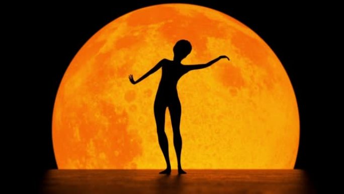 一个女人在月光下跳舞 (3d渲染)