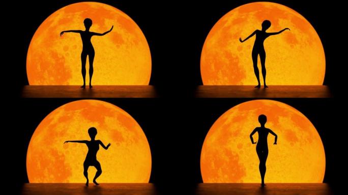 一个女人在月光下跳舞 (3d渲染)