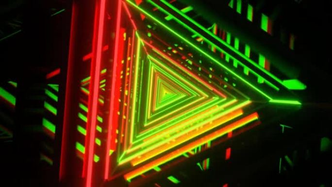 动画抽象背景霓虹三角光效果。