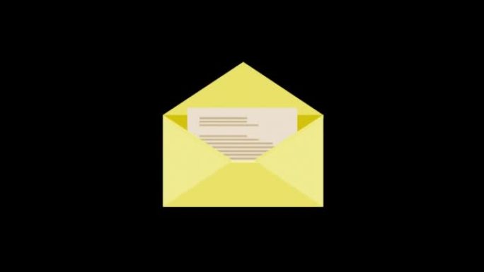 电子邮件图标动画。带有alpha通道的电子邮件信封循环动画，绿色屏幕。