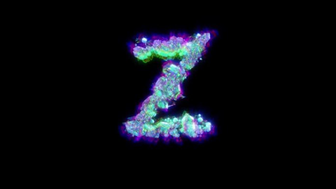 色差的控制论晶体的字母Z-分色字母，孤立循环视频
