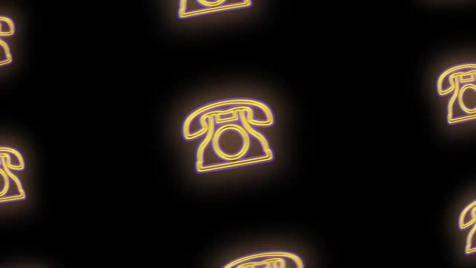 霓虹灯黄色复古电话图案