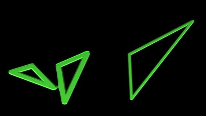 图形循环动画视频，带有透明背景的阿尔法通道，变形绿色三角形编织。