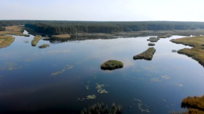 鸟瞰图。乌克兰日托米尔地区风景如画的泰特里夫河。