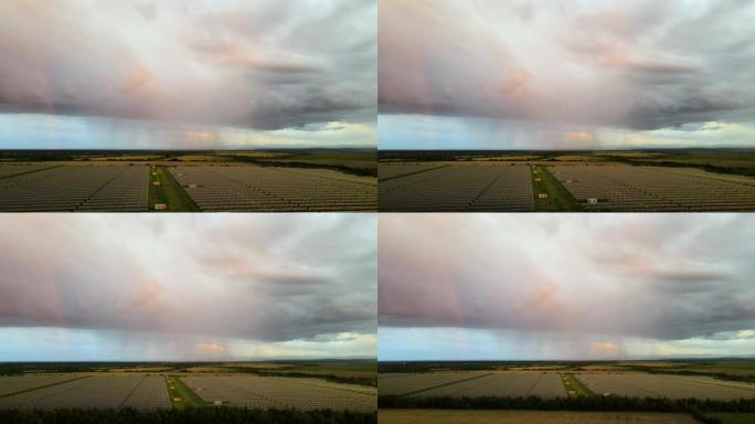 农田雷暴期间在暴风雨中形成的乌云景观