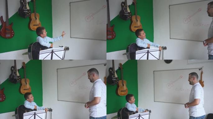 音乐学生练习老师写的乐队练习