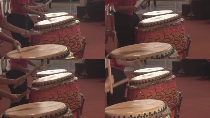 中国传统鼓演奏，特写