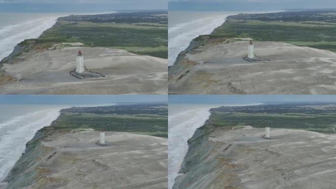 丹麦废弃灯塔的鸟瞰图