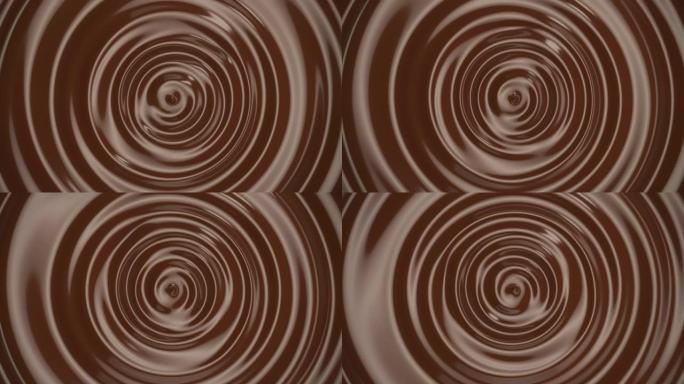 极端特写巧克力牛奶奶油滴干净波纹。食品和饮料的纹理概念，化妆品概念的概念。4k. 3D动画。选择性聚