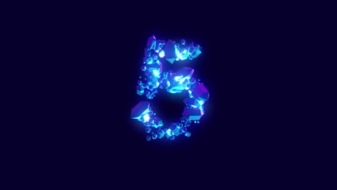 神奇的蓝色钻石或水晶字体-5号，孤立循环视频