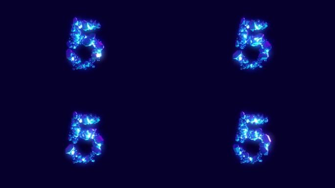 神奇的蓝色钻石或水晶字体-5号，孤立循环视频