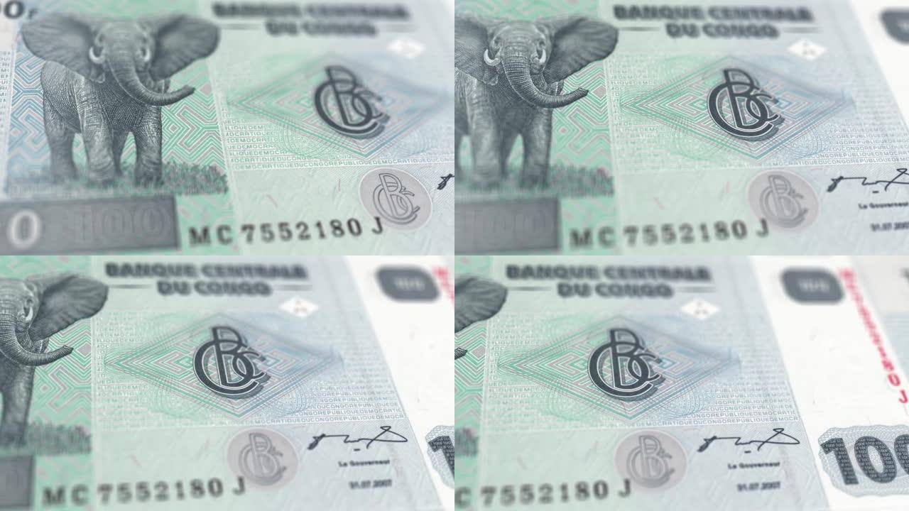 民主刚果法郎的钞票观察和储备侧的特写跟踪多莉拍摄的民主刚果法郎钞票4k分辨率的股票视频
