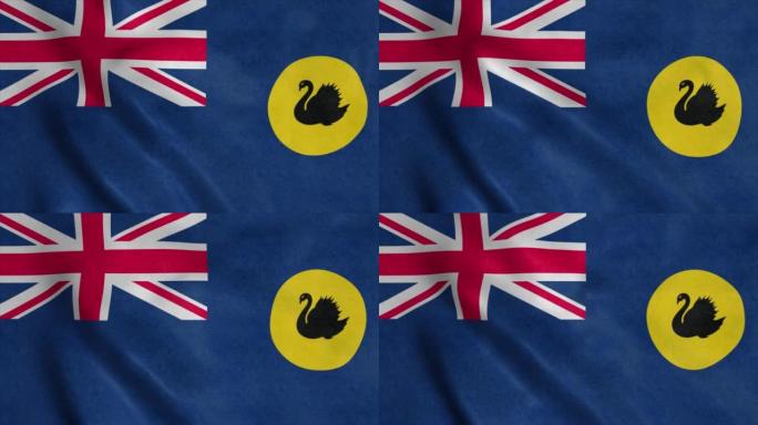 西澳国旗，澳大利亚，迎风飘扬，背景逼真