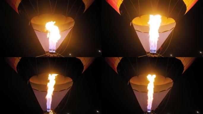 夜间浮空器节期间，热气球中的燃气喷射燃烧器起火