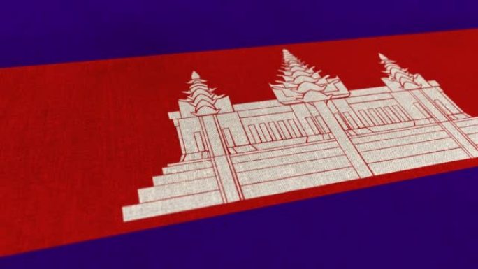 柬埔寨国旗动画库存视频-柬埔寨国旗纹理3d渲染背景-高度详细的织物图案