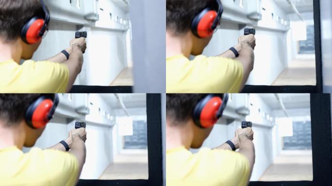 专业训练从射击范围内的手枪射击