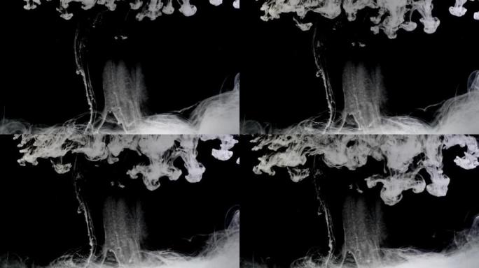概念艺术白色油漆在水中像慢动作中的烟雾