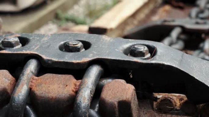 带锈蚀的链条牵引工程工业机构螺栓离合器