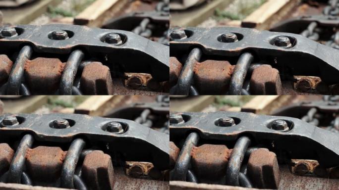 带锈蚀的链条牵引工程工业机构螺栓离合器