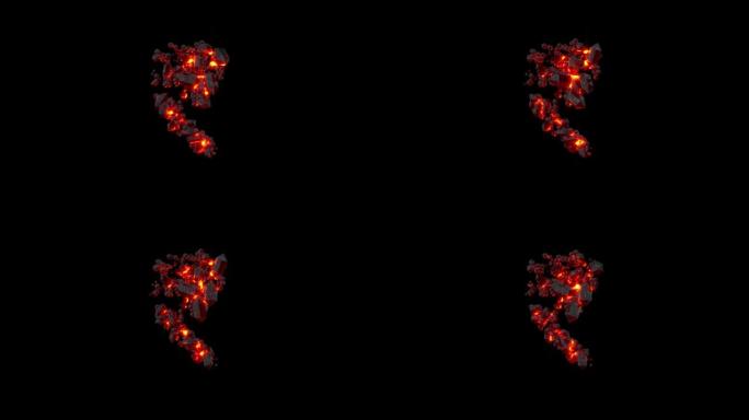 水晶字体-闪亮黑暗熔岩石的卢比标志，孤立循环视频