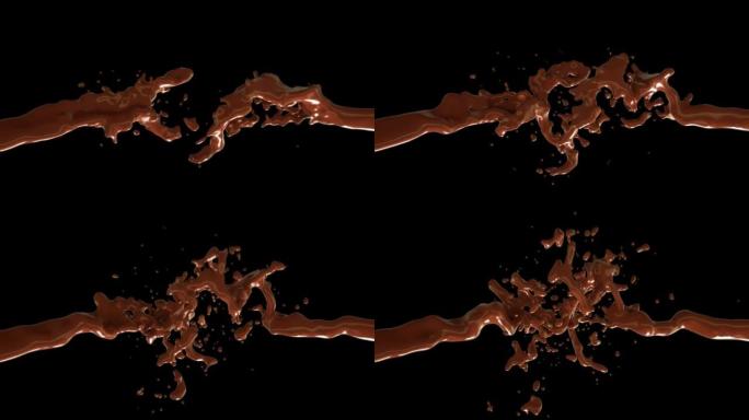巧克力咖啡液体飞溅3D动画透明背景