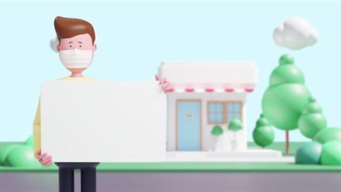 3d Animation Businessman cartoon hodling big white