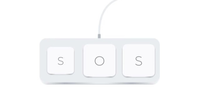 用白色背景上的电脑按钮写的Sos字