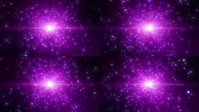 无缝循环，粉色紫色尘埃粒子爆炸，光线光束效果。