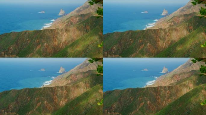 大西洋周围的山脊。未触及的自然，岩石山脉，海岸。Anaga roques乡村国家公园。加那利群岛特内