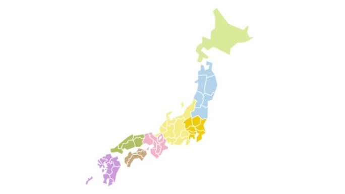 日本地图，按地区放大。日语翻译: 都道府县名称