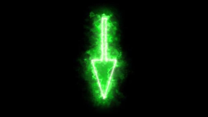 4k视频。箭头标志。火箭。向下箭头。黑色背景股票视频。火光。火焰能量。绿色箭头。红色箭头。蓝色箭头。
