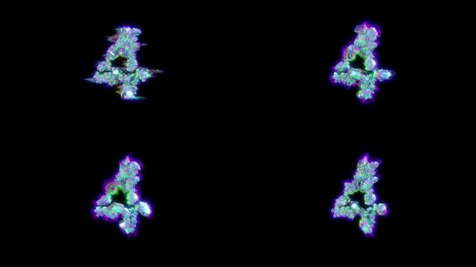 色差的控制论晶体的4号-毛刺字体，孤立循环视频