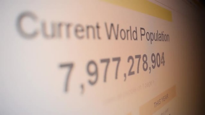 世界人口计数。今天计数。生活改变。电脑屏幕截图。