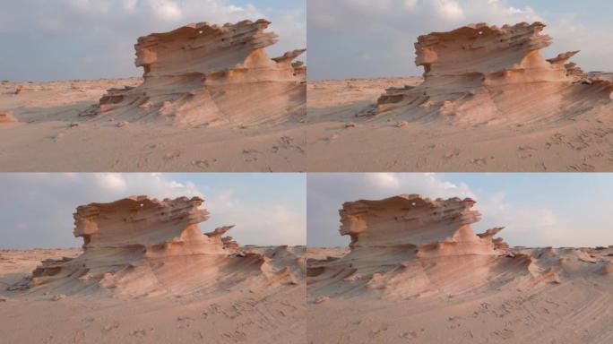 阿拉伯联合酋长国阿布扎比风沙形成的化石沙丘景观