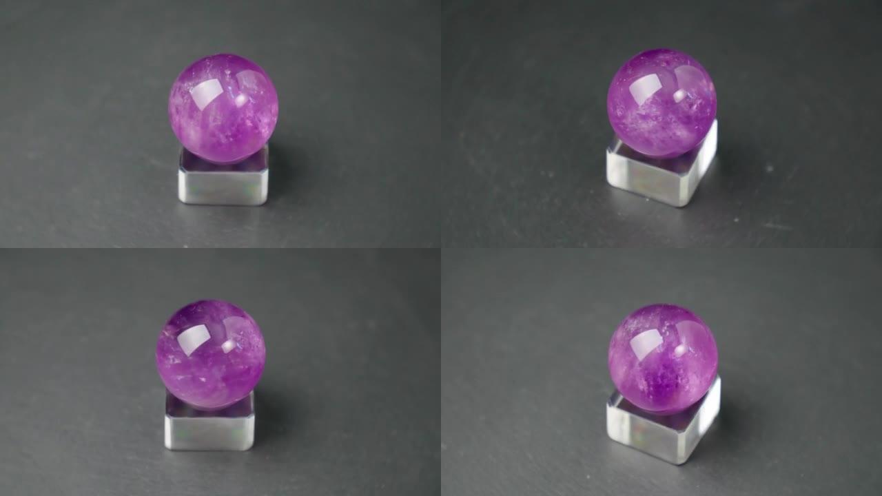 紫晶石，紫色宽松水晶石框架，用于珠宝制作。黑色背景