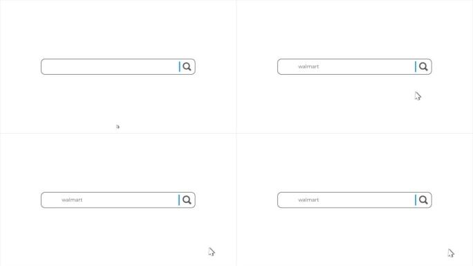 搜索动画中的单词Wallmart。互联网浏览器搜索