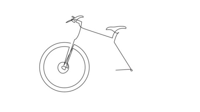 单线自画动画绘制山地比赛自行车标志。全长一行动画插图。