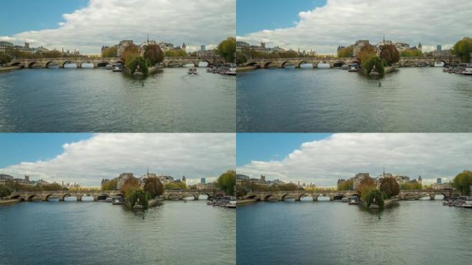 巴黎塞纳河上的Ile de la cite和Pont Neuf桥-4k延时