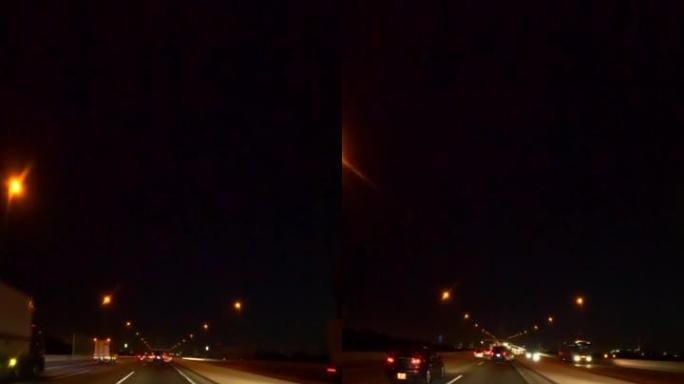晚上在高速公路上开车。