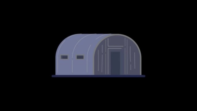 存储仓库房子图标动画。带有alpha通道的循环动画，绿色屏幕。