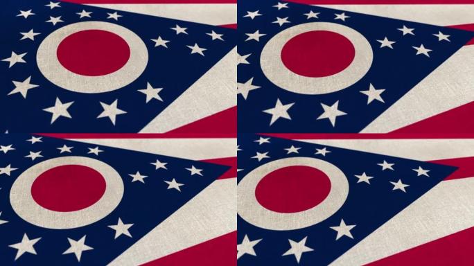 动画俄亥俄州国旗动画库存视频纹理3d渲染-高度详细的织物图案