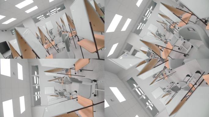 艺术学校教室里有折叠白板的工作场所
