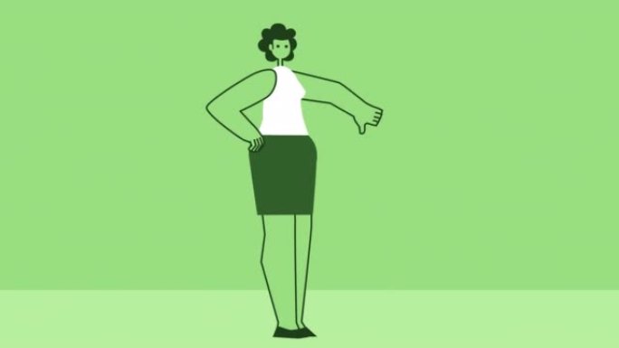 Green Style Woman Flat Character Thumbs Down Disli