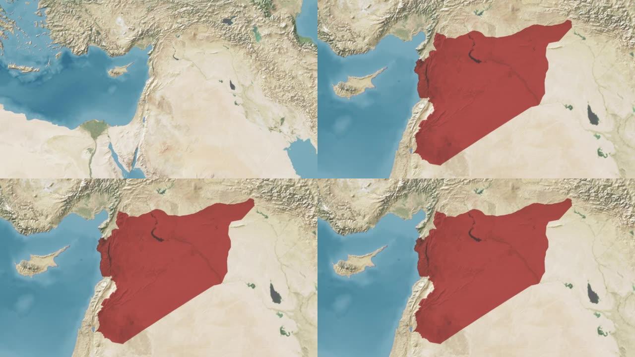 叙利亚在没有文字的情况下放大世界地图