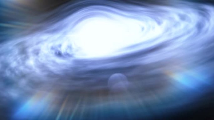 超大质量黑洞。黑洞或脉冲星和类星质事件视界上的物质吸积盘。空间、光和时间在事件视界被强引力扭曲