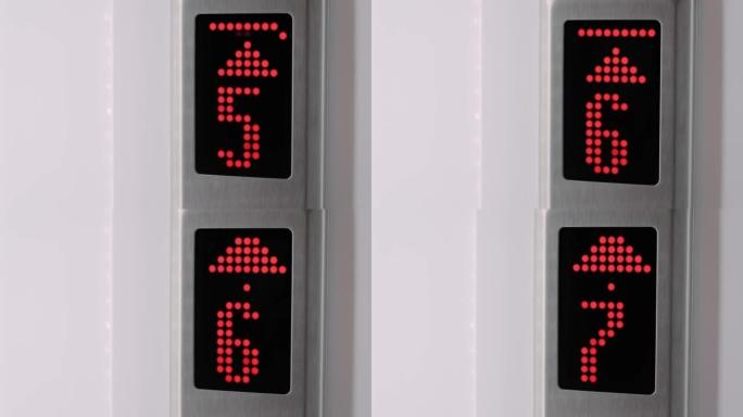数字电梯显示屏显示楼层编号-电梯上升: 特写